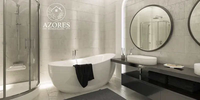 Freestanding soaking tub with shiplap accent wall and natural light