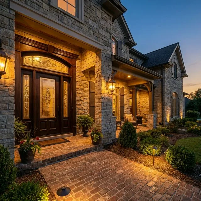 Custom entry door installation with elegant hardware